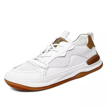 Новинка 2024 года, мужская кожаная обувь, легкая спортивная обувь для отдыха, модная обувь, мужская обувь, уличная модная мужская обувь на плоской подошве 38 чёрный