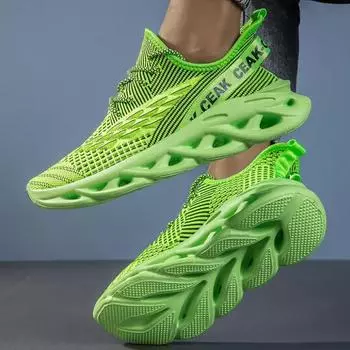 Новинка 2024 года, мужская модная обувь с лезвиями, сверхлегкие кроссовки для бега, повседневная спортивная обувь, обувь большого размера из рыбьей чешуи, 39-47 39 зелёный