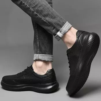Новинка 2024 года, мужская обувь из натуральной кожи, мужская деловая обувь, уличные мужские кроссовки высокого качества, мужская повседневная обувь, походная обувь 38 чёрный