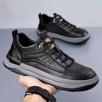 Новинка 2024 года, мужская обувь из натуральной кожи, роскошные кроссовки, мужская мягкая обувь на платформе, осенне-зимняя мужская спортивная обувь, мокасины Homme 38 серый