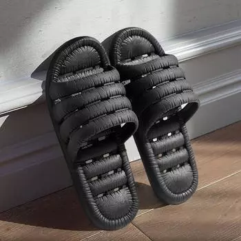 Новинка 2024 года, мужские тапочки, летние тапочки, мужские домашние и уличные домашние пляжные тапочки, тапочки для ванной комнаты, большой размер 40 чёрный