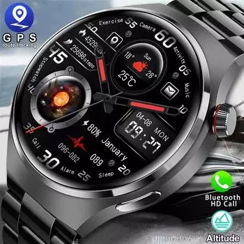 Новинка 2024 года, мужские умные часы GT4 Pro, GPS траектория, NFC AMOLED, 360*360 HD экран, беспроводной вызов, IP68, водонепроницаемые умные часы