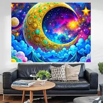 Новинка 2024 года, набор для вышивки мозаикой из 5D-алмазов со звездами и луной, полный круг, квадратная картина, украшение для дома, подарок Full Round 20x30CM