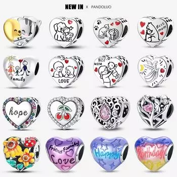 Новинка 2024 года, очаровательные бусины в форме сердца, подходят для оригинального браслета, женский серебряный кулон S925, ювелирные изделия из бисера, горячая распродажа, подарок