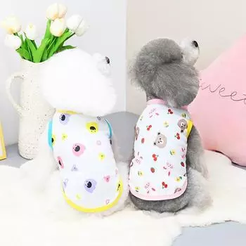 Новинка 2024 года, одежда для собак, весенне-летний жилет с толстым мишкой, удобная одежда для плюшевых щенков, одежда для маленьких собак S розовый