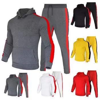 Новинка 2024 года, осенние мужские комплекты, состоящие из 2 предметов: толстовки + брюки, спортивные костюмы в стиле Харадзюку, повседневные мужские/женские толстовки, спортивный костюм, брендовая спортивная одежда S чёрный