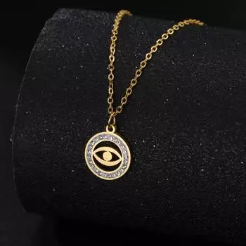 Новинка 2024 года, ошейник на удачу с греческим глазом, ожерелья из нержавеющей стали, золотая цепочка для мужчин и женщин, золотая цепочка