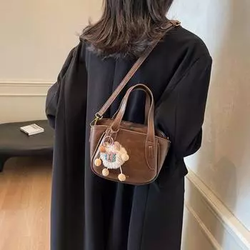 Новинка 2024 года, переносная сумка-ведерко, матовая ретро-сумка, нишевый дизайн, сумка-мессенджер для женщин 23*8*15