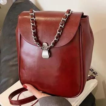Новинка 2024 года: рюкзак, модная и универсальная сумка на одно плечо, маленькая и минималистичная сумочка, модная женская сумка с цепочкой в стиле ретро