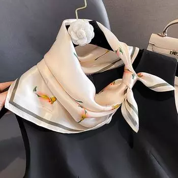 Новинка 2024 года, шарф из пашмины 100% шелка тутового шелкопряда, модные женские летние маленькие шарфы, шаль, пончо 53*53 см, бандана, платок
