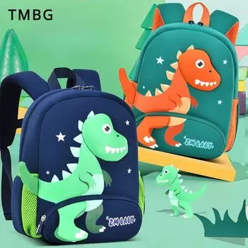 Новинка 2024 года, школьные ранцы для детского сада с милым мультяшным динозавром, неопреновая водонепроницаемая сумка для книг для мальчиков в возрасте 2-5-7 лет, легкие детские мини-рюкзаки S красный/синий