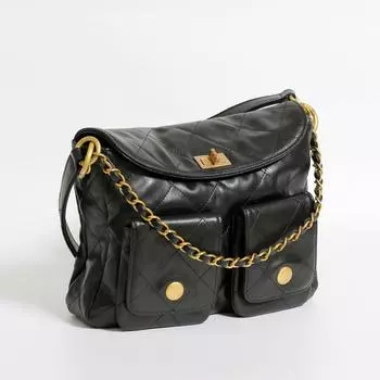 Новинка 2024 года сумка-мессенджер Hobo Hippie из коровьей кожи с ретро-фурнитурой — стиль подмышки и плеча 25 cm чёрный