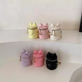 Новинка 2024 года, сумка-ведро Xiaoxiang Fengshui, модная сумка на цепочке с простым бантом, детская сумка, милая диагональная сумка-мессенджер