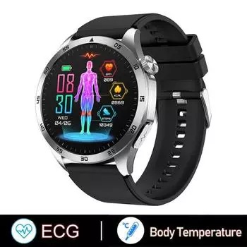 Новинка 2024 года, умные часы, ЭКГ, ВСР, наручные часы, 1,43 дюйма, AMOLED, умные часы для измерения артериального давления и температуры для мужчин