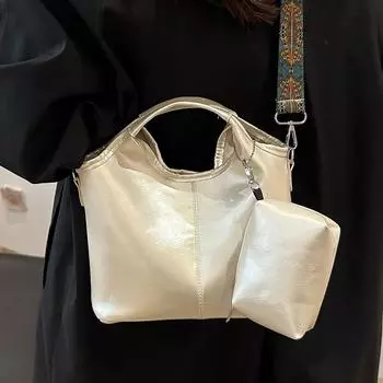 Новинка 2024 года, универсальная сумка-тоут премиум-класса большой вместимости, простая взрывная корзина для овощей, сумка через плечо на одно плечо бордовый