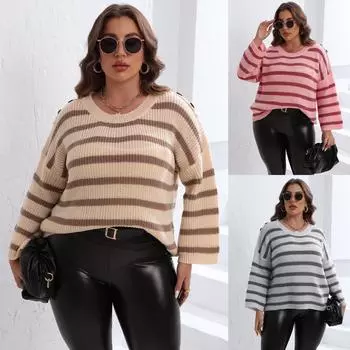 Новинка 2024 года, весенне-осенние женские свитера, джемперы больших размеров, женские пуловеры больших размеров, топы, женская уличная одежда 0XL серый