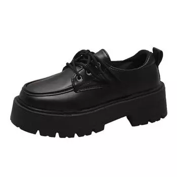 Новинка 2024 года, весенняя повседневная женская обувь, лоферы на платформе, кожаные туфли на плоской подошве со шнуровкой, обувь без шнуровки для мам, Mujer Zapatos Chaussure Femme 35