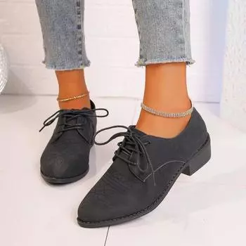 Новинка 2024 года, весна и осень, новые повседневные простые универсальные женские туфли большого размера с ремешками на низком каблуке 36 чёрный