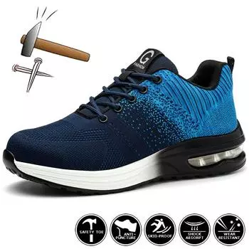 Новинка 2024 года, защитная обувь на воздушной подушке, мужские и женские кроссовки, обувь со стальным носком, устойчивая к проколам спортивная рабочая обувь, строительные защитные ботинки 36