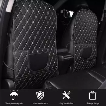 Новинка 2024 года, защитный коврик для спинки автомобильного сиденья из искусственной кожи, коврик для детей, защита от грязи и грязи S чёрный