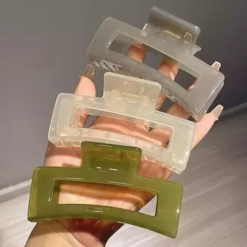 Новинка 2024 года, зажим для волос для женщин и девочек, пластиковые прозрачные зажимы для волос большого размера, зажимы в виде краба, головные уборы, аксессуары для волос, подарок зелёный