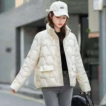 Новинка 2024 года, женская короткая куртка, зимнее толстое хлопковое пальто с капюшоном, женские корейские свободные пуховые парки, женская верхняя одежда больших размеров S