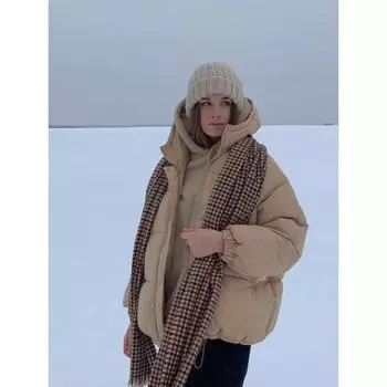 Новинка 2024 года, женская короткая куртка, зимнее толстое хлопковое пальто с капюшоном, женские корейские свободные пуховые парки, женская верхняя одежда больших размеров S хаки