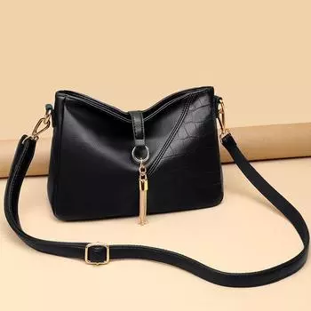 Новинка 2024 года, женская маленькая сумка корейского издания с крокодиловым узором, женская сумка для мам с кисточками, сумка через плечо из мягкой кожи