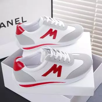 Новинка 2024 года, женская повседневная обувь для ходьбы, летние кроссовки на плоской подошве со шнуровкой из кожи высокого качества, модные женские кроссовки Gump с плоской подошвой 35 чёрный