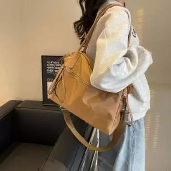 Новинка 2024 года, женская сумка большой вместимости из ткани Оксфорд, водонепроницаемая однотонная сумка-тоут, сумка для поездок на работу, сумка подмышки, мягкая сумка на плечо для лица