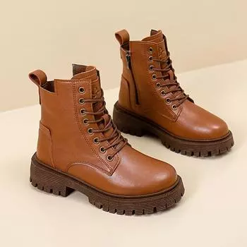 Новинка 2024 года, женские ботильоны, осенне-зимние женские ботинки на платформе с молнией в стиле панк, армейские ботинки, женские Mujer 35 чёрный