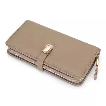 2025 Новые кошельки для женщин из натуральной кожи, превосходный длинный кошелек из коровьей кожи, великолепные женские сумки-клатчи с застежкой, клатчи большой емкости чёрный