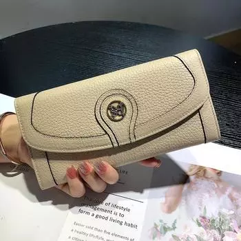 Новинка 2024 года, женские кошельки из натуральной кожи, роскошный длинный кошелек из воловьей кожи, оригинальный брендовый клатч-конверт, большой вместительный кошелек для телефона чёрный