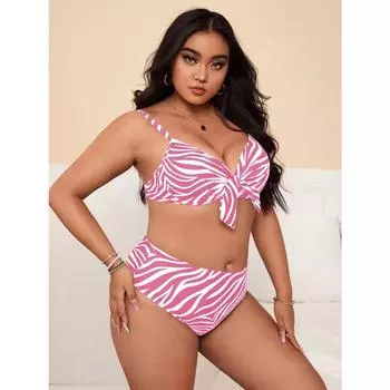 Новинка 2024 года, женские розовые купальники с цветочным принтом, большие размеры, Fat MM, модные купальники 0XL