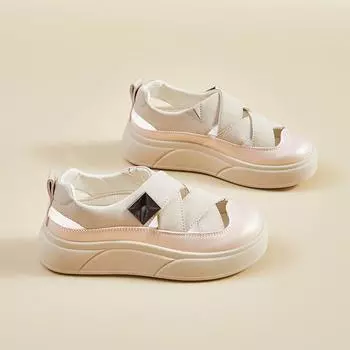 Новинка 2024 года, женские сандалии, летние удобные однотонные ортопедические сандалии с Т-образным ремешком и петлей, женская повседневная пляжная обувь на танкетке, сандалии больших размеров 35 бежевый