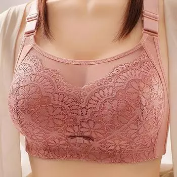 Новинка 2024 года, женский бюстгальтер большого размера, сексуальное кружевное нижнее белье без стального кольца, нижнее белье для мам с боковой застежкой пуш-ап 36/80 красный