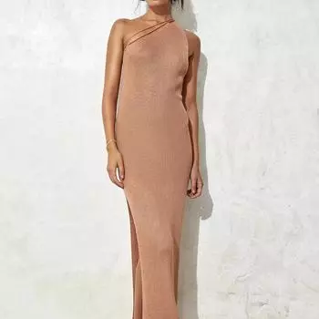 Новинка 2024 года, женское сексуальное пляжное платье на одно плечо, женское платье супер феи для отдыха на море S хаки