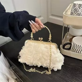 Новинка 2025 года, милая бархатная сумка-тоут с цветочным принтом Hanfu Cheongsam, сумка через плечо с замком-цепочкой розовый