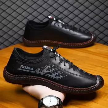 Новинка 2025 года, модная повседневная обувь с одной педалью, подошва из говяжьего сухожилия, мягкая подошва, удобная обувь Doudou, облегающая ногу для мужчин 39 чёрный