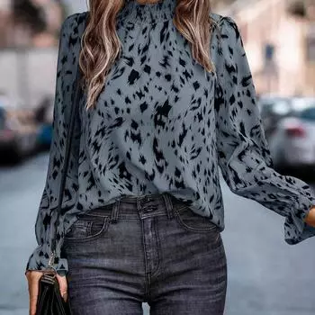 Новинка 2025 года, осенне-зимний темпераментный полиэстеровый свитер с длинными рукавами и полуводолазкой, свободная женская рубашка S синий