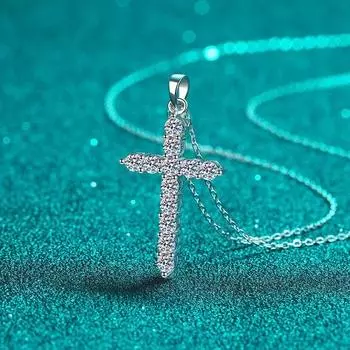 Новинка 3,6 карата, 12 шт., подвеска с настоящим муассанитом и распятием для женщин, ожерелье с бриллиантовым крестом, Pt950, серебро 925 пробы, ювелирные изделия, оптовая продажа 0.36ct