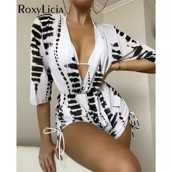 Новинка, 3 предмета, с накидкой на шее, бикини, женские купальники, женский купальник, комплект бикини из трех частей, купальный костюм, купальный костюм для леди S белый