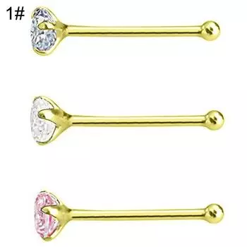 Новинка, 3 шт./компл., женские шпильки для носа из нержавеющей стали с кубическим цирконием, ювелирные изделия для пирсинга Life Store серебряный