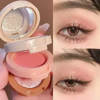 Новинка 3 в 1, блестящие тени для век, палитра румян, матовая перламутровая многофункциональная мерцающая палитра для макияжа глаз, косметический инструмент 02