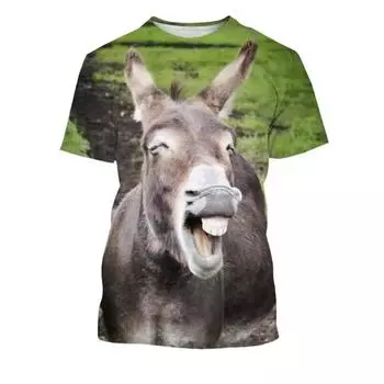 Новинка 3D Animal Donkey Y2k Graphic T Shirts Женская мода Повседневная индивидуальная футболка Уличная футболка с коротким рукавом Смешная футболка S