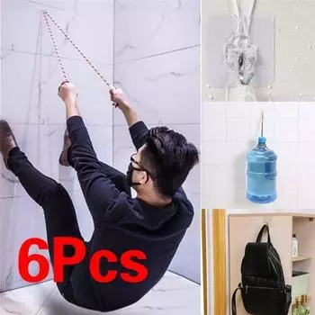 Новинка, 6 шт., прочные прозрачные присоски, нержавеющие крючки для полотенец, настенные крючки, вешалка для кухни, ванной 6pcs