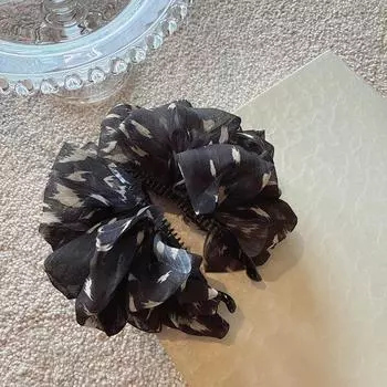 Новинка, элегантный и стильный черный тюль с принтом в виде многослойных облаков, заколка-банан для конских хвостов