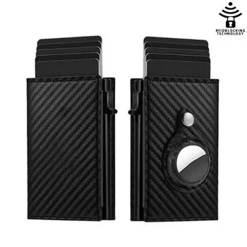 Новинка, боковой держатель для карт, подходящий для Airtag, кошелек для мужчин, тонкий кошельки с зажимом для денег и блокировкой RFID, минималистичный кошелек с карманом для денег Black чёрный