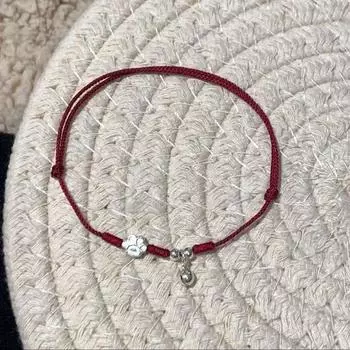 Новинка Браслет-колокольчик «Кошачья лапка» Плетёный красный шнурок Минималистичный ремешок Подруги Пара для девушек Изысканный подарок Год рождения Cat claw Bell bracelet [two] wine red rope