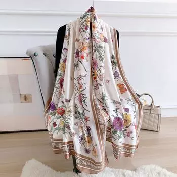Новинка, четыре сезона, в наличии, новый шелковый большой размер, тонкая верхняя одежда, шарф для защиты шеи, солнцезащитный крем, теплое пляжное полотенце для женщин 180*90cm